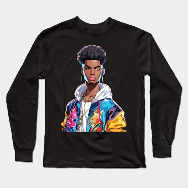 Afro Hair Long Sleeve T-Shirt by animegirlnft